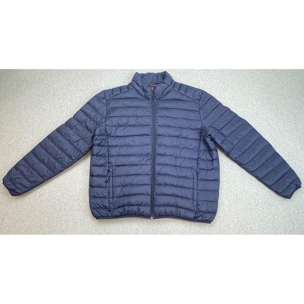 Hawke & Co Jacket Mens XXL Blue Puffer Performance Duck Down Full Zip Mock Neck